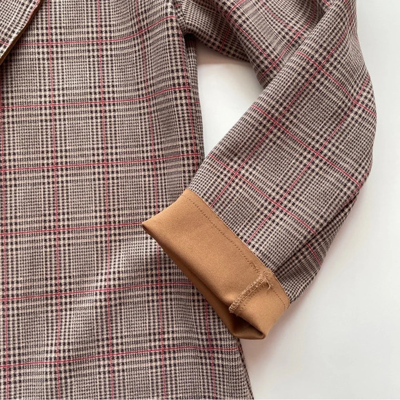 Papaya Plaid Open Front Tan Neutral Coat for Fall Size Medium - Picture 7 of 14